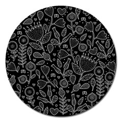 Floral Pattern Magnet 5  (round) by Valentinaart