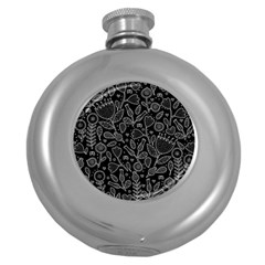 Floral Pattern Round Hip Flask (5 Oz) by Valentinaart