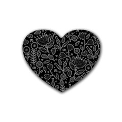 Floral Pattern Rubber Coaster (heart)  by Valentinaart