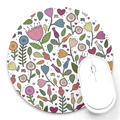 Floral Pattern Round Mousepads by Valentinaart