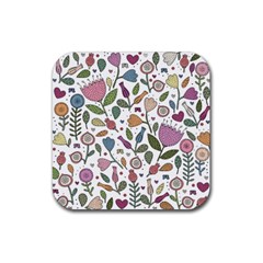 Floral Pattern Rubber Coaster (square)  by Valentinaart