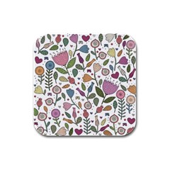 Floral Pattern Rubber Square Coaster (4 Pack)  by Valentinaart