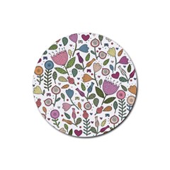 Floral Pattern Rubber Coaster (round)  by Valentinaart