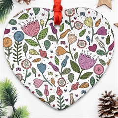 Floral Pattern Heart Ornament (two Sides) by Valentinaart