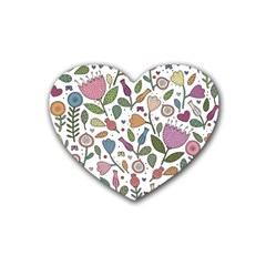 Floral Pattern Rubber Coaster (heart)  by Valentinaart