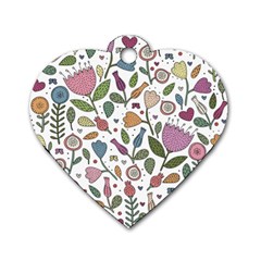 Floral Pattern Dog Tag Heart (one Side) by Valentinaart