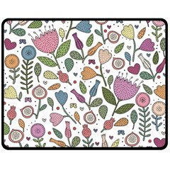 Floral Pattern Double Sided Fleece Blanket (medium)  by Valentinaart