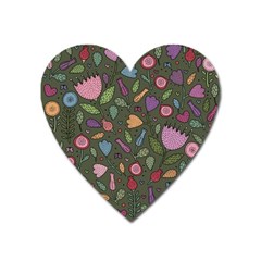 Floral Pattern Heart Magnet