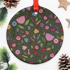 Floral Pattern Round Ornament (two Sides)