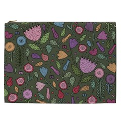 Floral Pattern Cosmetic Bag (xxl) by Valentinaart