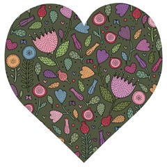 Floral Pattern Wooden Puzzle Heart by Valentinaart