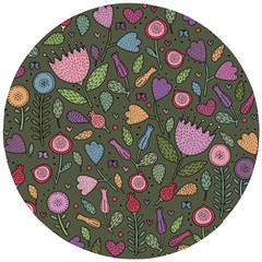 Floral Pattern Wooden Puzzle Round by Valentinaart