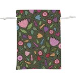 Floral pattern  Lightweight Drawstring Pouch (XL) Back