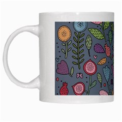 Floral Pattern White Mugs by Valentinaart