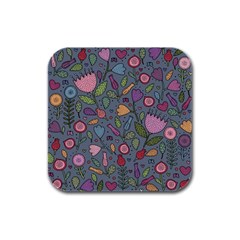 Floral Pattern Rubber Square Coaster (4 Pack)  by Valentinaart