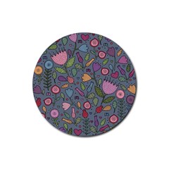 Floral Pattern Rubber Round Coaster (4 Pack)  by Valentinaart