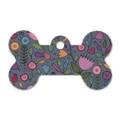 Floral Pattern Dog Tag Bone (two Sides) by Valentinaart