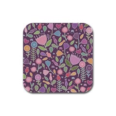 Floral Pattern Rubber Square Coaster (4 Pack)  by Valentinaart