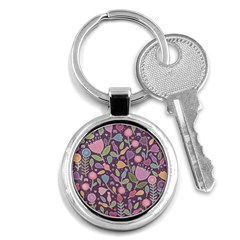 Floral Pattern Key Chain (round) by Valentinaart