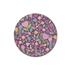 Floral Pattern Magnet 3  (round) by Valentinaart