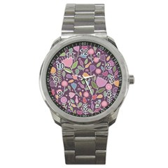 Floral Pattern Sport Metal Watch by Valentinaart