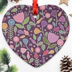 Floral Pattern Heart Ornament (two Sides)