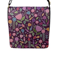 Floral Pattern Flap Closure Messenger Bag (l) by Valentinaart