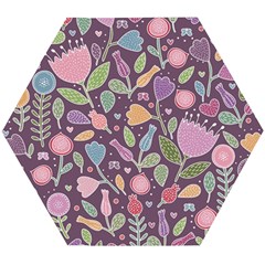 Floral Pattern Wooden Puzzle Hexagon by Valentinaart