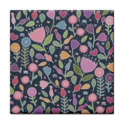 Floral Pattern Tile Coaster by Valentinaart