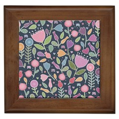 Floral Pattern Framed Tile by Valentinaart