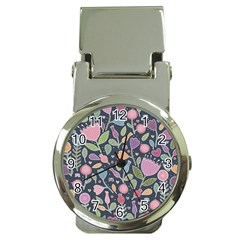 Floral Pattern Money Clip Watches by Valentinaart