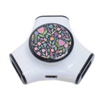 Floral pattern 3-Port USB Hub Front