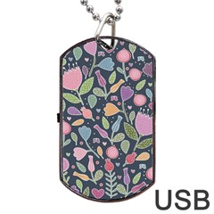 Floral Pattern Dog Tag Usb Flash (two Sides) by Valentinaart