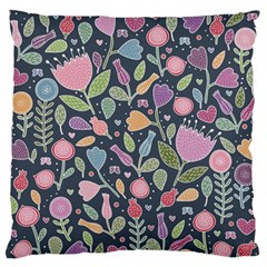 Floral Pattern Large Flano Cushion Case (two Sides)