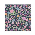 Floral pattern Small Satin Scarf (Square) Front