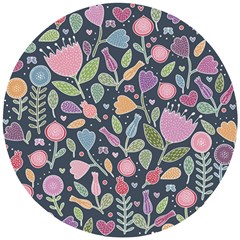 Floral Pattern Wooden Puzzle Round by Valentinaart