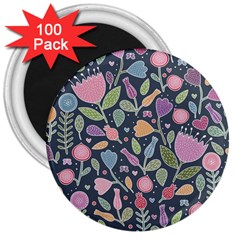 Floral Pattern 3  Magnets (100 Pack) by Valentinaart