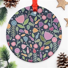 Floral Pattern Round Ornament (two Sides)