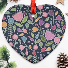 Floral Pattern Heart Ornament (two Sides)