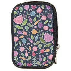 Floral Pattern Compact Camera Leather Case