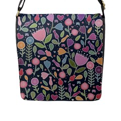 Floral Pattern Flap Closure Messenger Bag (l)