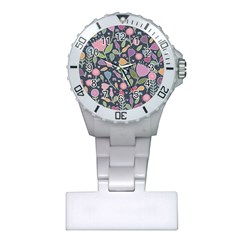 Floral Pattern Plastic Nurses Watch by Valentinaart