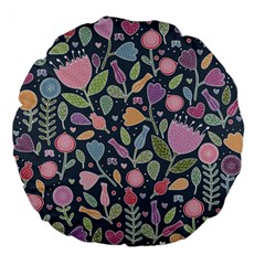 Floral Pattern Large 18  Premium Flano Round Cushions