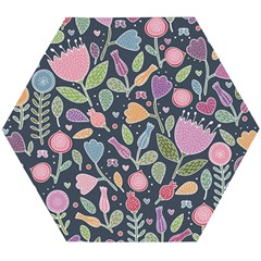 Floral Pattern Wooden Puzzle Hexagon