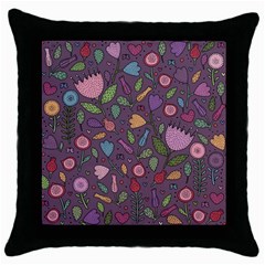 Floral Pattern Throw Pillow Case (black)