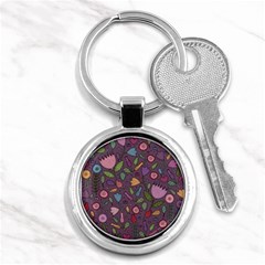 Floral Pattern Key Chain (round) by Valentinaart