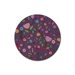 Floral Pattern Rubber Coaster (round)  by Valentinaart