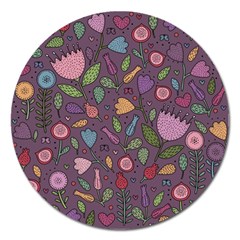 Floral Pattern Magnet 5  (round) by Valentinaart