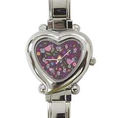 Floral Pattern Heart Italian Charm Watch