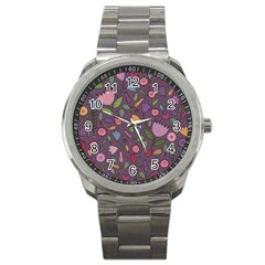 Floral Pattern Sport Metal Watch